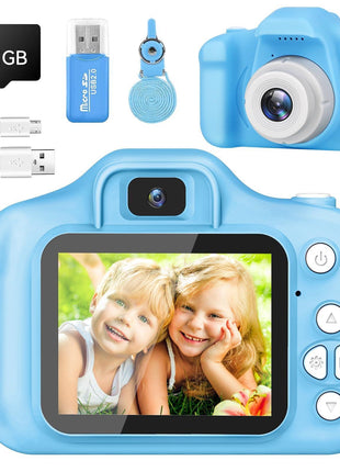 Kids Camera for Boys and Girls, GPOSY Digital Camera for Kids, Toddler Camera Christmas Birthday Toy Gifts for Kids Age 3 4 5 6 7 8 9 10 with 32GB SD Card, Video Recorder 1080P HD(Blue)
