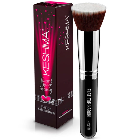 Flat Top Kabuki Foundation Brush By KESHIMA, Premium Makeup Brush | For Liquid, Cream, and Powder - Buffing, Blending, and Face - 1.2" Top Diameter