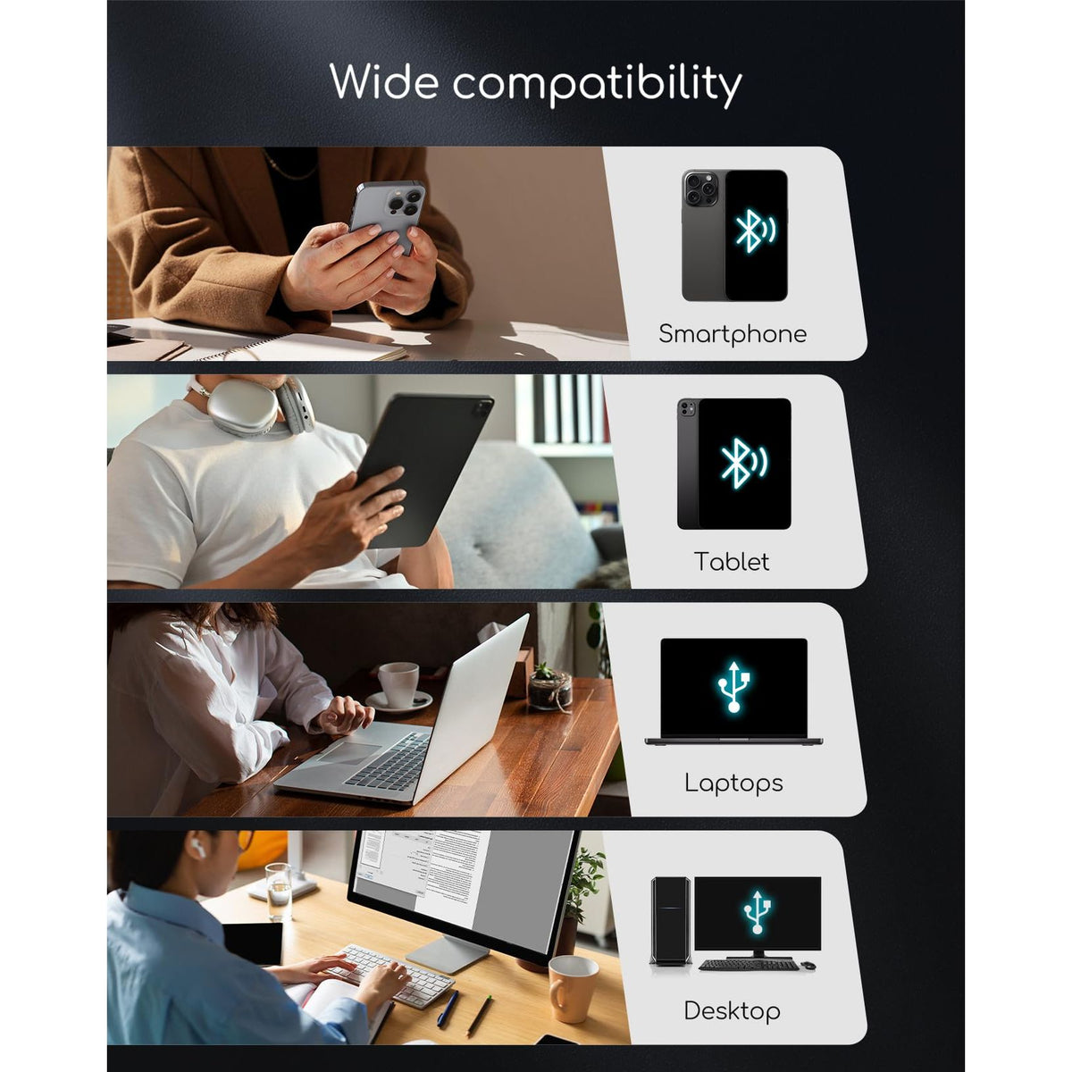 Portable Printers Wireless for Travel, Inkless Thermal Printer, Small Bluetooth Mobile Printer Support 8.5" X 11" Letter & A4 Thermal Paper, Compatible with iPhone Phone Laptop for Home Office Receipt