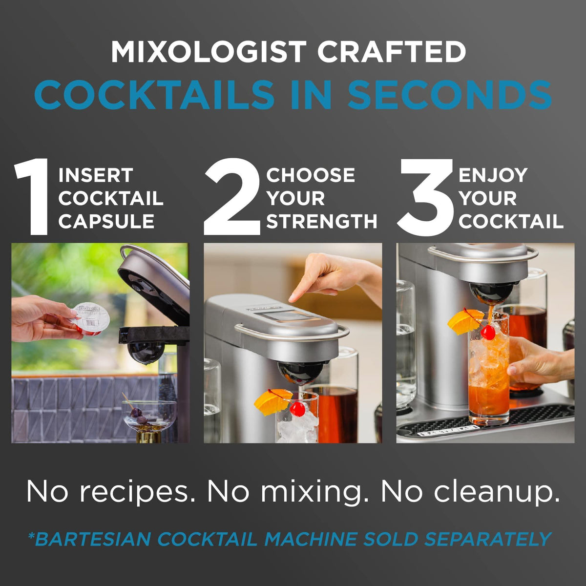 Bartesian 24-Pack Vodka Lovers Favorites Collection for Cocktail Machine – Home Bar Mixology Cocktails Mix Pod Capsule Set To Use With the Bartesian Cocktail Drink Maker Machine