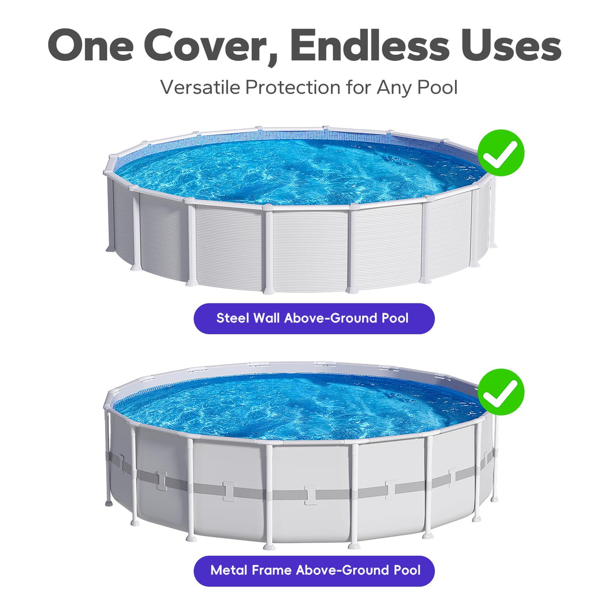 24 FT Round Pool Cover, [ 2025 Upgraded ] Above Ground Pool Cover, Heavy Duty Winter Pool Cover, Cold and UV Resistant, Cable and Pulley System