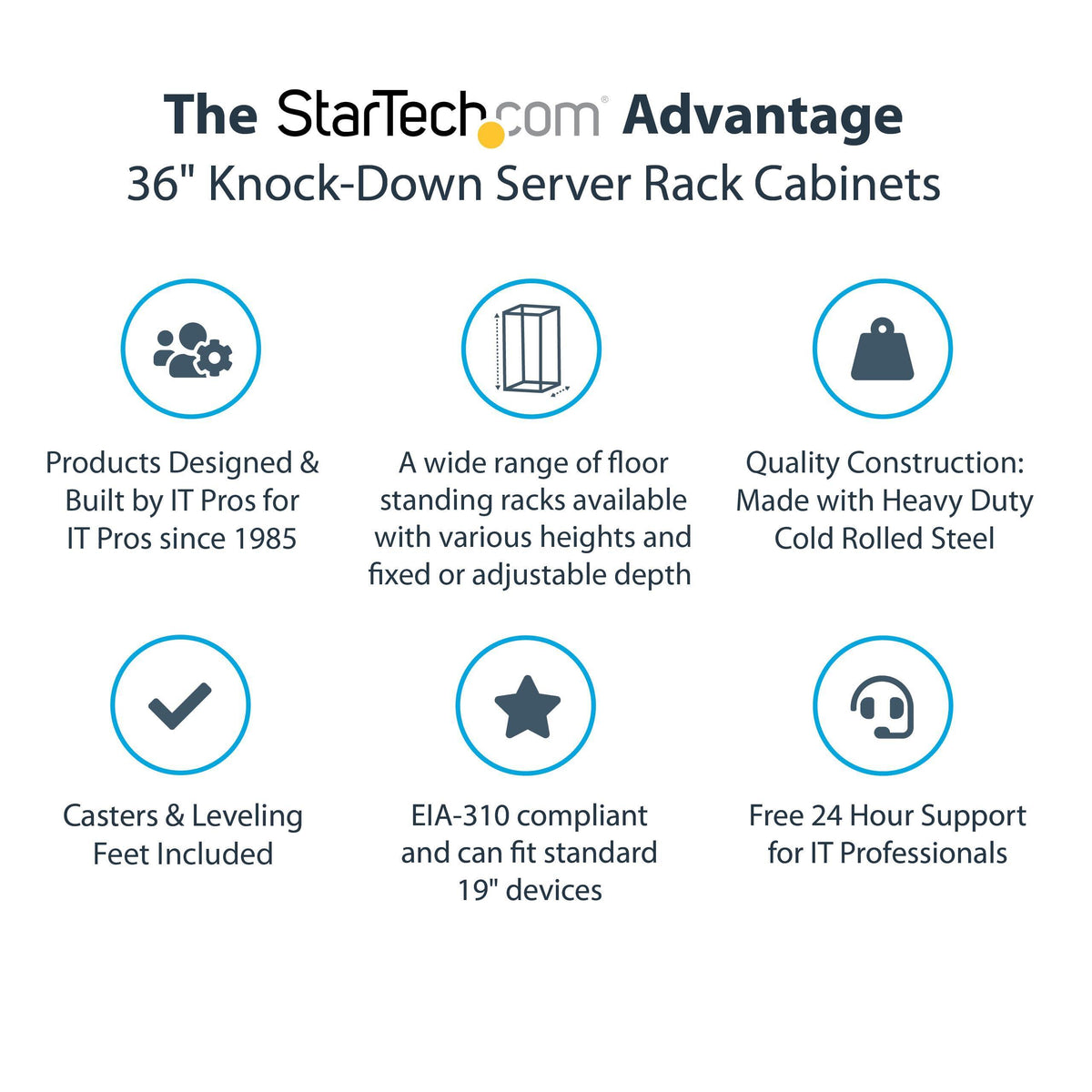 StarTech.com 4-Post 12U Server Rack Cabinet, 19" Data Rack Cabinet for IT / Network Equipment, with Adjustable Mounting Rails