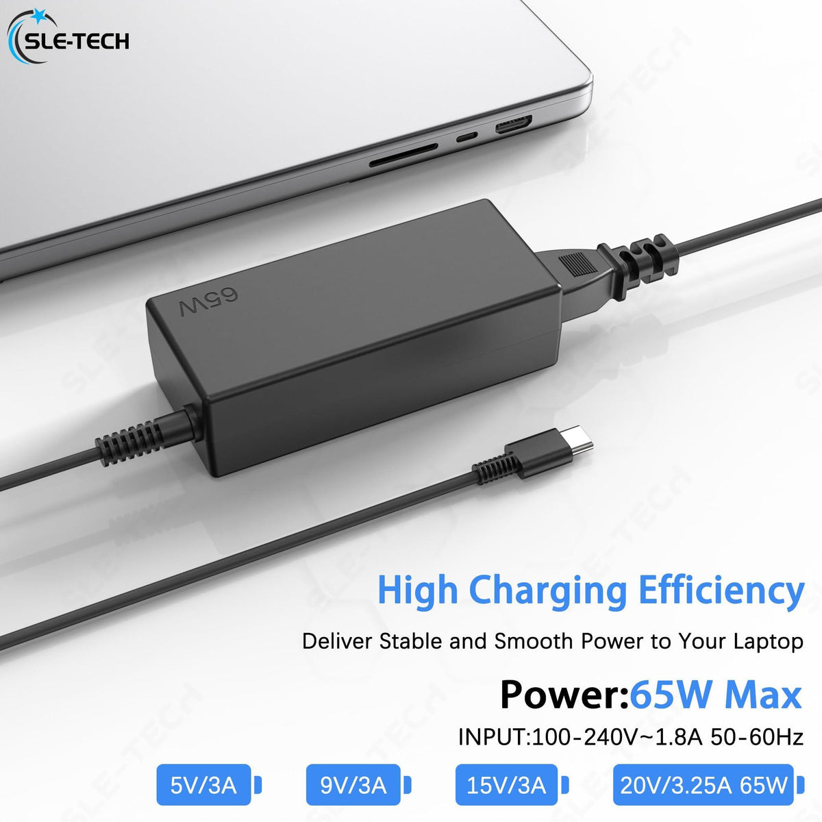 SLE-TECH 65W USB C AC Adapter Compatibile with Lenovo Thinkpad/Yoga/Chromebook,T480 T480S C930 C940 100e 300e 500e ADLX65YLC3D 4X20M26268 ADLX65YDC2A