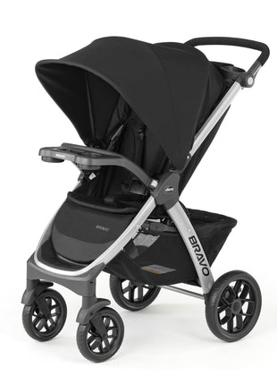 Chicco Bravo Quick-Fold Baby Stroller with One-Hand Compact Fold | Black/Black, removable toddler seat, UPF 50+ canopy, infant car seat compatible, travel stroller, all-wheel suspension
