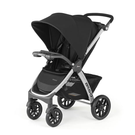 Chicco Bravo Quick-Fold Baby Stroller with One-Hand Compact Fold | Black/Black, removable toddler seat, UPF 50+ canopy, infant car seat compatible, travel stroller, all-wheel suspension