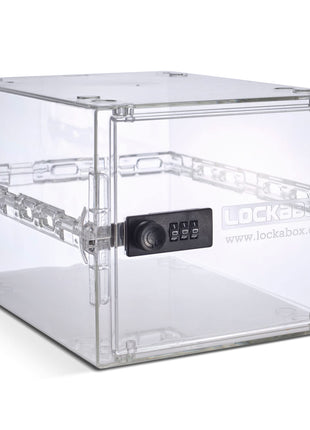 Lockabox OneTM | Premium Lock Box | Medium Combination Lock Box For Food, Medicine & Home Safety | External Size 12 x 8 x 6.6 inches (Crystal)