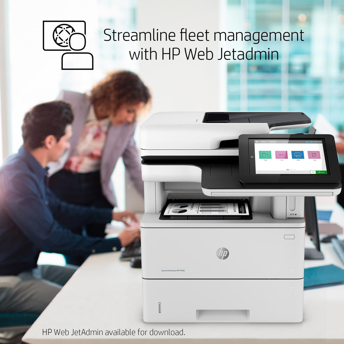 HP LaserJet Enterprise MFP M528f Monochrome All-in-One Printer with built-in Ethernet & 2-sided printing (1PV65A), White