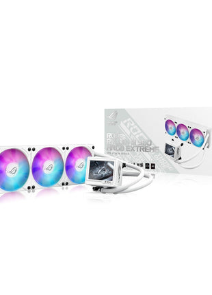 ASUS ROG RYUJIN III 360 ARGB EXTREME White Edition all-in-one AIO CPU liquid cooler, AMD Ryzen 9000 & Intel® CoreTM Ultra Ready, Asetek Gen8 V2 pump;high airflow static pressure magnetic fans; 3.5 inch LCD