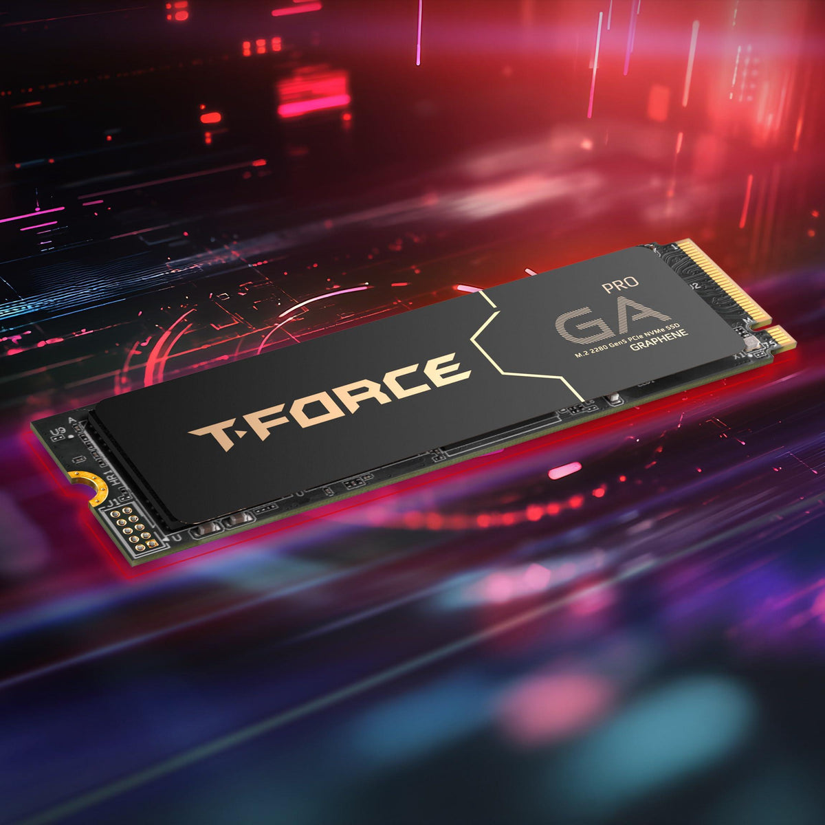 TEAMGROUP T-Force GA PRO 1TB SSD Graphene Heatsink DRAM SLC Cache 3D TLC NAND NVMe InnoGrit PCIe Gen5x4 M.2 Read/Write 10,000/8,500 MB/s TM8FFJ001T0C129