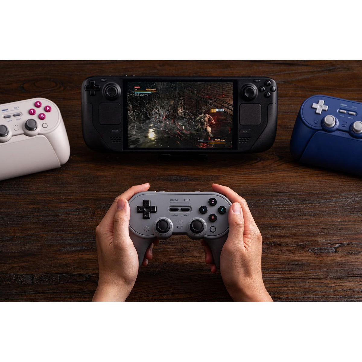 8BitDo Pro 3 Bluetooth Controller for Switch/Switch 2 – TMR Joysticks, Swappable ABXY Buttons, Pro Back Buttons, Charging Dock, Hall Effect Triggers, for Windows, Apple, SteamOS, Android - Gray