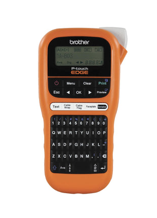 Brother PTE110 Entry Level Industrial Handheld Labeling Tool Kit - Up to 12mm Labels, Orange