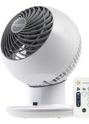 IRIS USA WOOZOO Air Circulator Fan with Remote, Oscillating, 5 Speeds, 82ft Max Air Distance, 90? Adjustable Tilt, 30db Quiet Motor, Small Fan for Bedroom, Office, Dorm, White