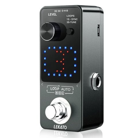 LEKATO Looper Pedal,Guitar Looper Pedal for Electric Guitar&Bass Loop Pedal with SYNC & Tuner Function Triple Effect Guitar Looper with LED Screen Unlimited Overdubs 3 Loops 18 Minutes Record Time