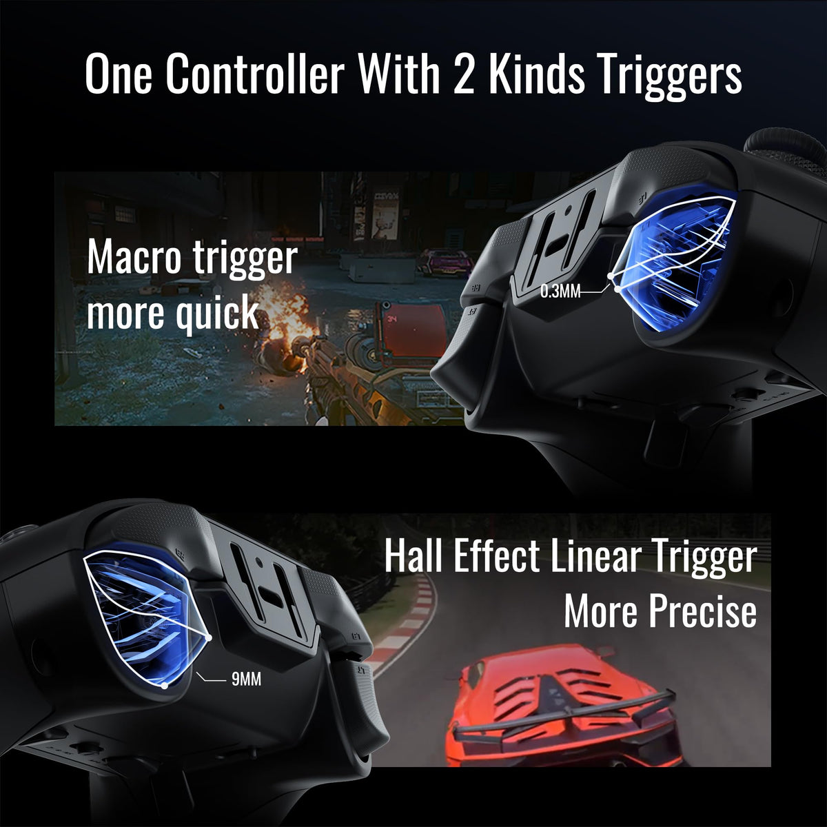 FLYDIGI Vader 4 Pro PC Controller Force Adjustment Lever Joystick, Hall & Micro Triggers, 1000Hz Report Rate, 4-Motor Stereo Vibration, 800mAh, Multi-Platform for PC/NS/Android/TV (No Xbox/PS)