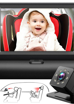 Baby Car Mirror with 4.3'' HD Night Vision Function Display, Safety Car Seat Camera with Wide Crystal Clear View, Easily Observe The Baby's Move(Not USB)