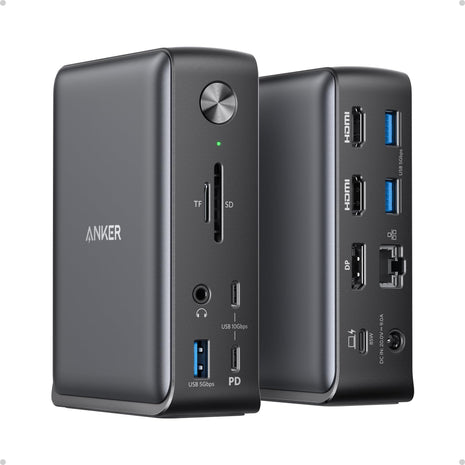 Anker Laptop Docking Station, 13-in-1 USB C Docking Station, Triple Display | 2 HDMI and 1 DP, 10Gbps USB-C and 5Gbps USB-A Data Ports, Ethernet, Audio, SD/TF, 85W Charging for Dell, HP, Lenovo and More