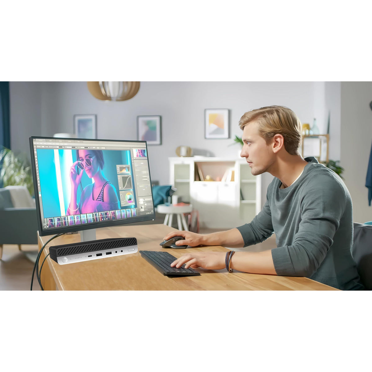 HP EliteDesk 800 G3 Mini Desktop Computer, Intel Quad-Core i5-6500T, 16GB DDR4 RAM, 256GB SSD, Keyboard & Mouse, VGA, DP, Windows 11 Pro (Renewed)