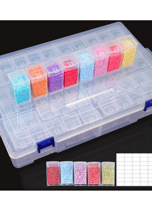 SanerDirect 60 Grids Bead Organizer Box, Diamond Painting Drill Storage Containers, Embroidery Beads Storage Box with Label