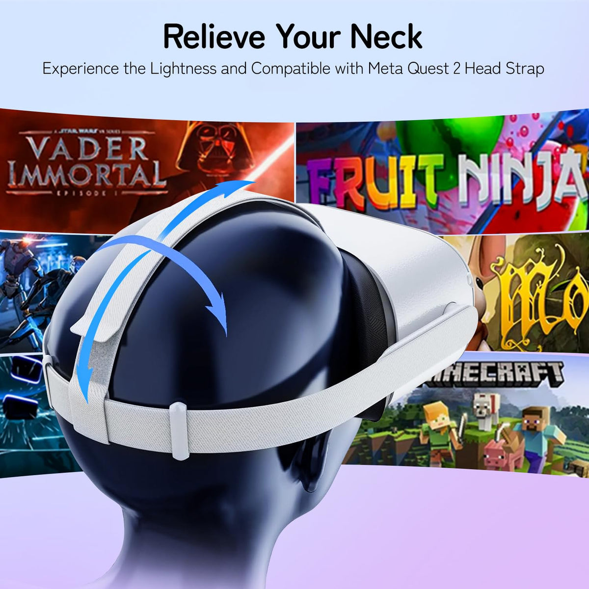 Original Replacement Head Strap for Meta Oculus Quest 2, Enhanced Comfort and Gaming Immersion VR Accessories Compatible with Oculus/Meta Quest 2 Elite Strap
