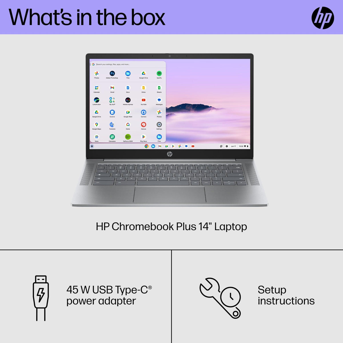 HP Chromebook Plus 14 inch Laptop, FHD Display, Intel Core i3-N305, 8 GB RAM, 128 GB UFS, Intel UHD Graphics, Chrome OS 14a-nf0050nr (2024)