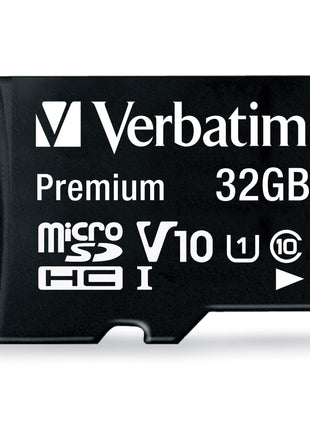 Verbatim 32GB Premium microSDHC Memory Card with Adapter UHS-I V10 Class 10 Supports Full HD (1080p) U1 Speed Rated Up to 90MB/s Read Speed
