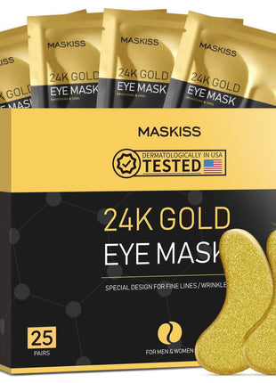 Maskiss 24k Gold Under Eye Patches (25 Pairs), eye mask, Collagen Skin Care Products, Eye Patches for Puffy Eyes, eye masks for dark circles and puffiness