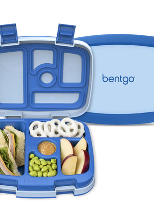 Bentgo Kids Bento-Style 5-Compartment Leak-Proof Lunch Box | Ideal Portion Sizes for Ages 3-7, Durable, Drop-Proof, Dishwasher Safe, PFAS & BPA-Free Materials (Blue)