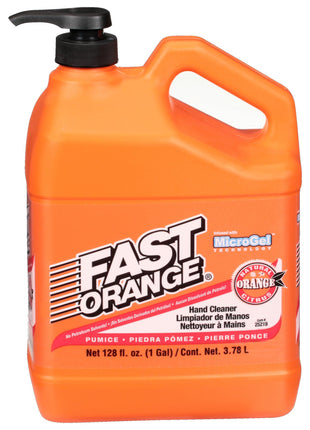 Fast Orange 25219 Pumice Lotion, Heavy Duty Hand Cleaner, Natural Citrus Scent, Waterless Cleaner for Mechanics, Strong Grease Fighter, 1 Gallon