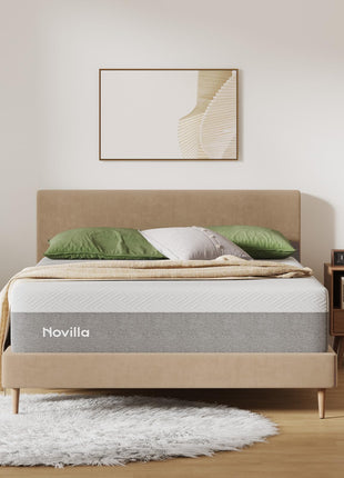 Novilla Bliss Queen Size Mattress, 12 Inch Gel Memory Foam Mattress Queen | Cool Night Sleep & Pressure Relief, Support Foam for Spine Alignment & Motion Isolation, Medium Plush Feel