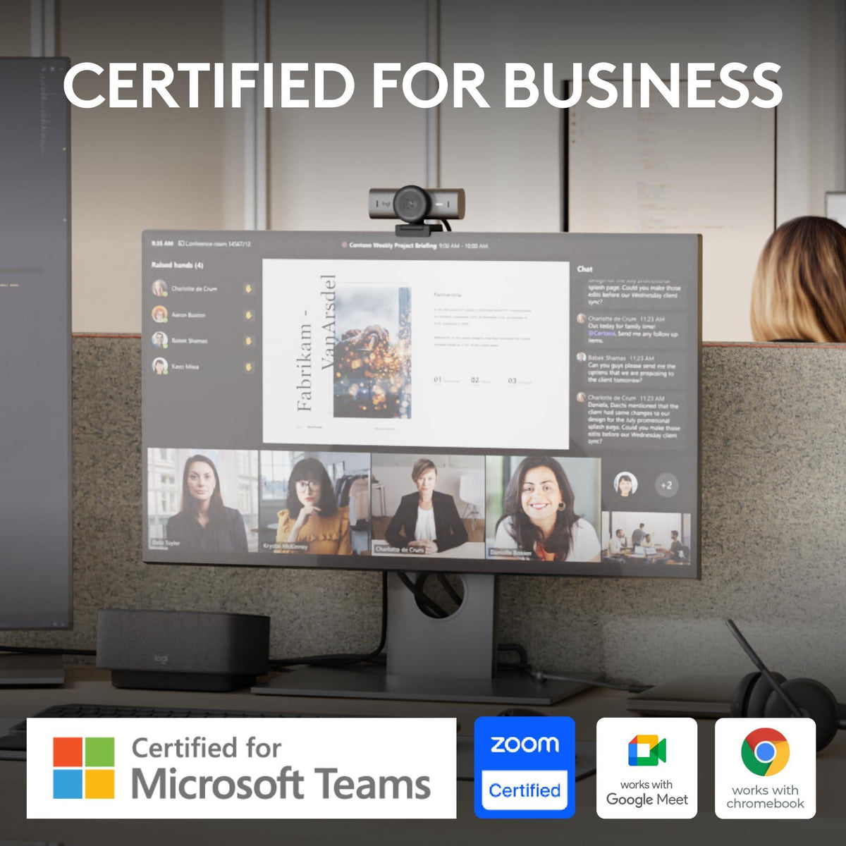 Logitech MX Brio 705 for Business 4K Webcam with Auto Light Correction, Ultra HD, Auto-Framing, Show Mode, USB-C, Works with Microsoft Teams, Zoom, Google Meet - Graphite