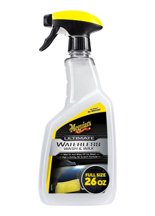Meguiar's Ultimate Waterless Wash & Wax, Scratch-Free Cleaning Spray that Cleans and Protects Without Water, 2-in-1 Detailer for Shine, Cool Car Gifts for Men and Women, 26 Oz