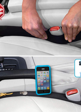 Drop Stop - The Original Patented Car Seat Gap Filler (AS SEEN ON Shark Tank) - Set of 2 and Slide Free Pad and Light