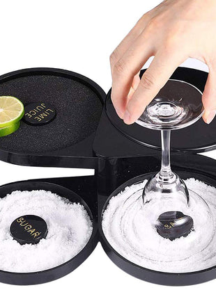 1 Pack 3 Tier Bar Glass Rimmer for Margarita and Cocktail, Bartender Tool,Salt Box Spice Container