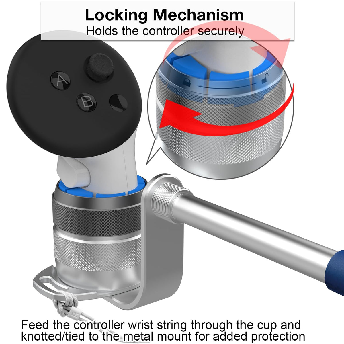 YEZRO Golf Club Attachment for Meta Quest 3S/3 - Adjustable Weighted Aluminum VR Golf Club Handle Accessories for Golf + with Real Grip, 90 Degree Design Keep Tracking | 2024 Upgrade Screws (Weighed)