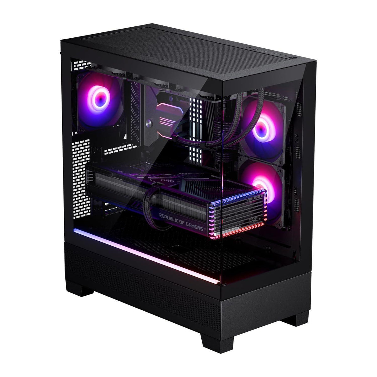 Phanteks XT View, Mid-Tower Gaming Chassis, Tempered Glass Front and Side Window, USB-C 3.2 Gen2, 3X M25-120 D-RGB Fans Included (Black)