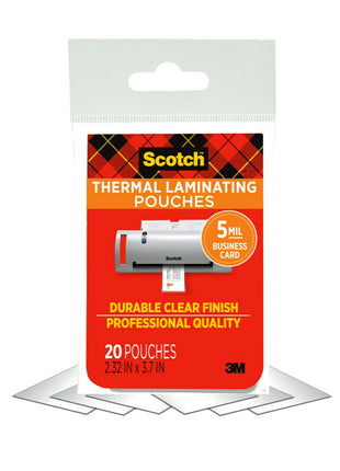 Scotch Thermal Laminating Pouches Premium Quality, 5 Mil Thick for Extra Protection, 20 Pack Business Card Size Laminating Sheets, Our Most Durable Lamination Pouch, 2.3 x 3.7 inches (TP5851-20)