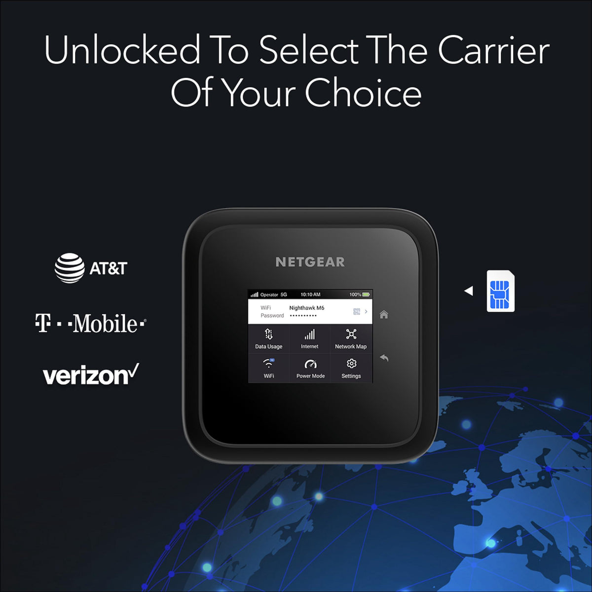 NETGEAR Nighthawk M6 5G Mobile Hotspot, Router with Sim Card Slot, Modem, Portable WiFi Device for Travel, Unlocked with Verizon, AT&T, and T-Mobile, WiFi 6, 2.5Gbps (MR6150)