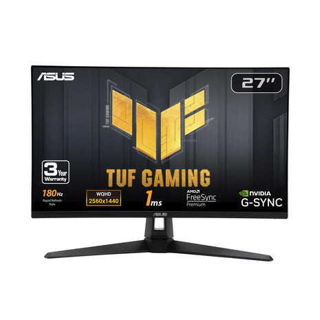 ASUS TUF Gaming 27" 1440P HDR Monitor (VG27AQ3A) – QHD (2560 x 1440), 180Hz, 1ms, Fast IPS, 130% sRGB, Extreme Low Motion Blur Sync, Speakers, Freesync Premium, G-SYNC Compatible, HDMI, DisplayPort