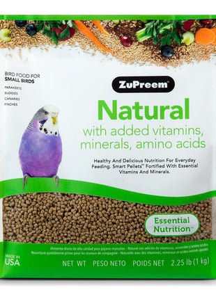 ZuPreem True Harvest Parakeet & Budgie Food, Uniform Bird Food, S, 2.25 lb | Bird Food Pellets, ZuPreem Natural Pellets, Parrot & Parakeet Food, Budgie, Parrotlet, Dove, Vitamins, Minerals, Made in USA