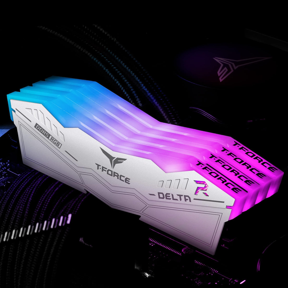 TEAMGROUP T-Force Delta RGB DDR5 Ram 48GB (2x24GB) 8200MHz PC5-65600 CL38 A-DIE Desktop Memory Module Ram for 600 700 Series Chipset XMP 3.0 Ready White - FF4D548G8200HC38EDC01