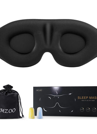MZOO Luxury Sleep Mask for Women Men Patented Light Blocking Design | Zero Eye Pressure, 3D Contoured Sleeping Mask for Side Sleeper, Breathable, Adjustable, for Travel, Black
