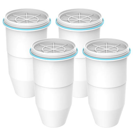 AQUA CREST Multiple-Stage Water Filters, Compatible with ZeroWater® Pitcher and Dispenser , Reduces Chlorine, PFOA/PFOS, Taste and Odor, TDS and More, 4 Pack