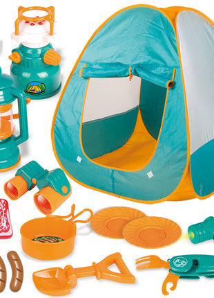 FUN LITTLE TOYS Pop Up Play Tent with Camping Gear and Tools Set, Outdoor Toys for Kids