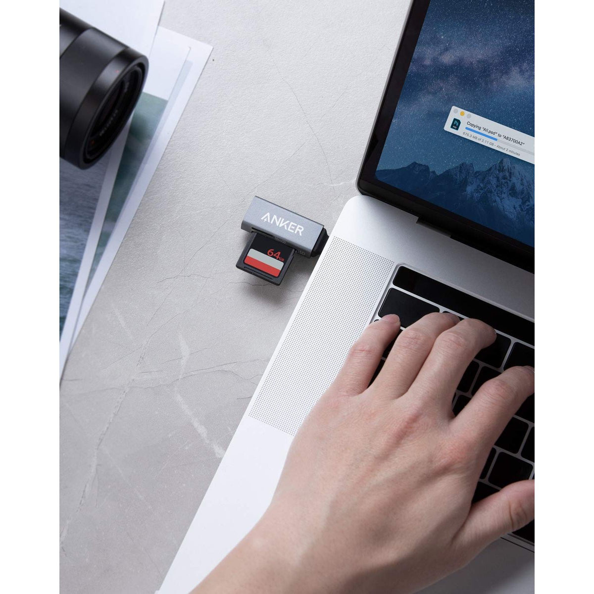 Anker SD Card Reader, 2-in-1 USB C Memory Card Reader for Digital Camera SD Card Viewer with Dual Slot for SDXC, SDHC, SD, MMC, RS-MMC, Micro SDXC,MicroSD, Micro SDHC Card, and UHS-I Cards