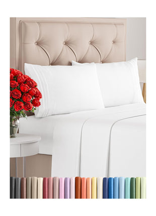 Queen Size 4 Piece Sheet Set - Comfy Breathable & Cooling Sheets - White | Hotel Luxury Bed Sheets for Women & Men, Deep Pockets, Easy-Fit, Extra Soft and Wrinkle Free Sheets, Oeko-Tex Bed Sheet Set