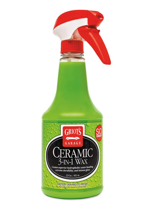 Griot's Garage Ceramic 3-in-1 Wax, SiO2 Spray for Cars, Trucks, and RV's, Provides Protection and Water Beading on Paint, Wheels, Plastic, Rubber Trim, Chrome, and More, 10978, 22 oz