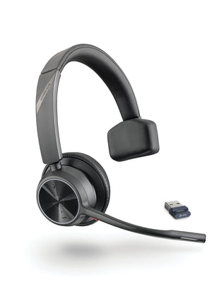 Poly - Voyager 4310 UC Wireless Headset (Plantronics) - Single-Ear Headset with Boom Mic - Connect to PC/Mac via USB-A Bluetooth Adapter, Cell Phone via Bluetooth - Works with Teams, Zoom & More,Black