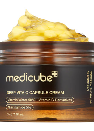 medicube Deep Vitamin C Golden Capsule Face Moisturizer - Liposome Capsules For Wrinkles, Skin Radiance - Transparent Gel for Glow Hydration - Korean Skin Care 1.94 oz