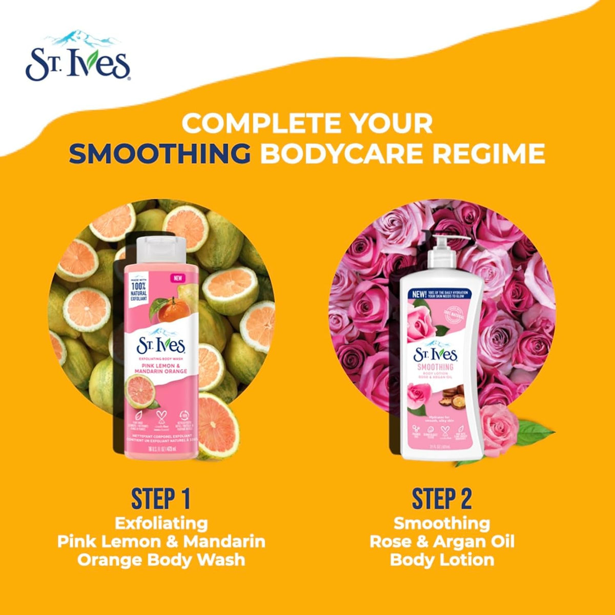 St. Ives Pink Lemon & Mandarin Orange Exfoliating Body Wash, 473g