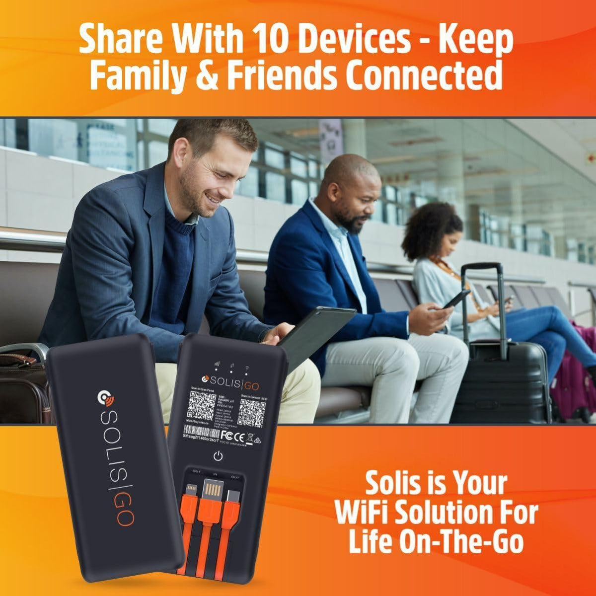 Solis Go – 4G LTE Hotspot and Power Bank | Includes Lifetime Data (12GB Per Year) and 10GB Global Data | Multi-Carrier | Internet in 140+ Countries | No Contract | Mobile Wi-Fi for Travel | by SIMO